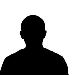 Black silhouette of an adult young anonymous man on a white background.